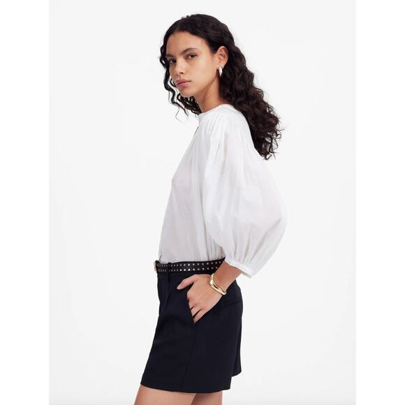 Madewell Easy Pleated Trouser Shorts Crepe Jet Black Relaxed Classic US 4 NWT - Picture 3 of 13